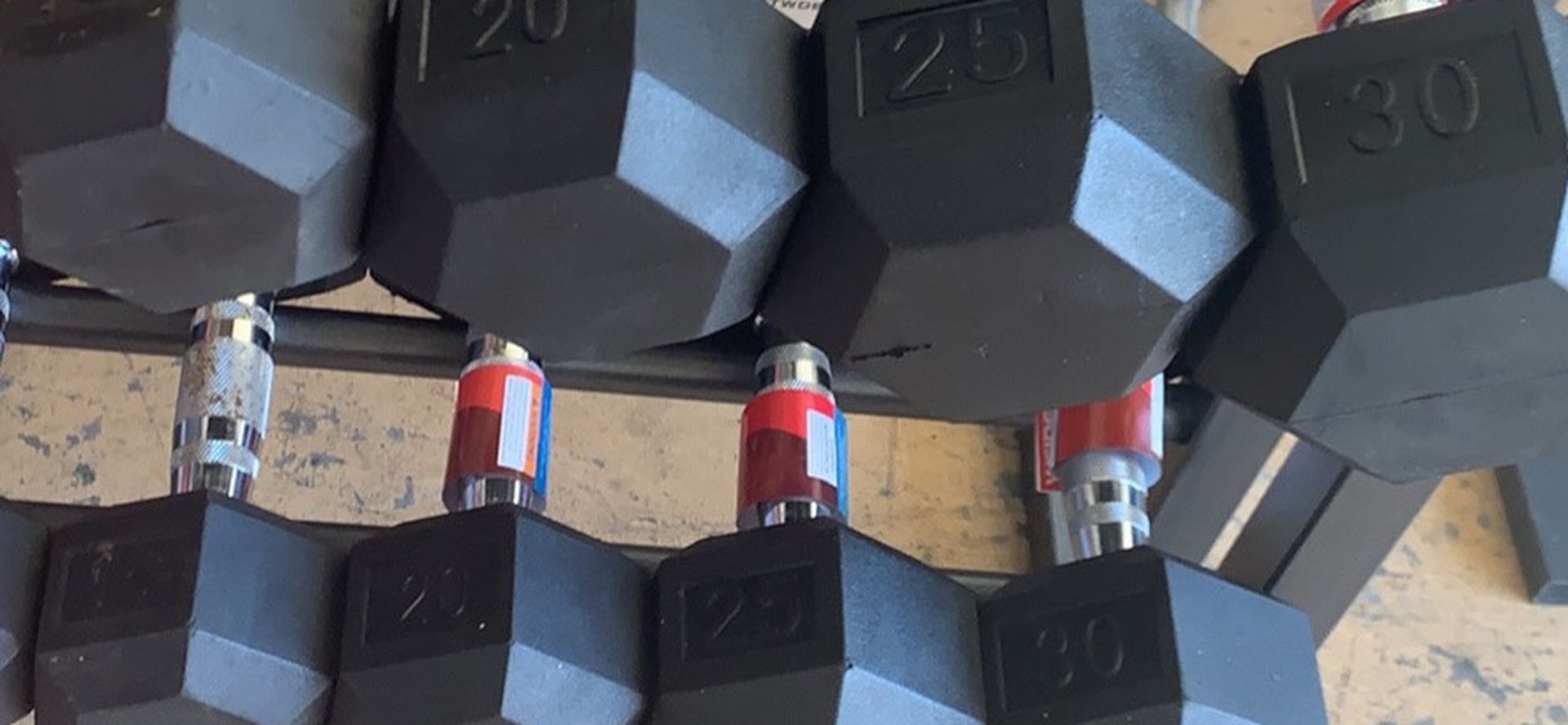 Rubber Hex Dumbbells And Rack All Brand New