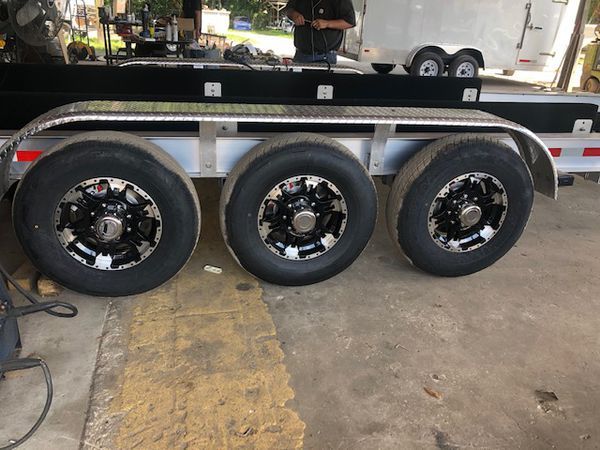Trailer Tires - 16" 8 lug aluminum rims - center cap and lugs - 235/80/16 10 ply new Trailer -We carry all trailer tires, trailer parts, trailer axles