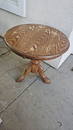 Wood table round solid living room