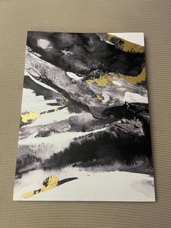 Abstract Black White and Gold Art Print