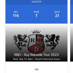 2 Lower Level RBD Tickets 