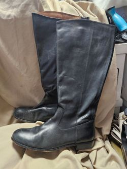 Black Leather Knee-High Riding Boots
