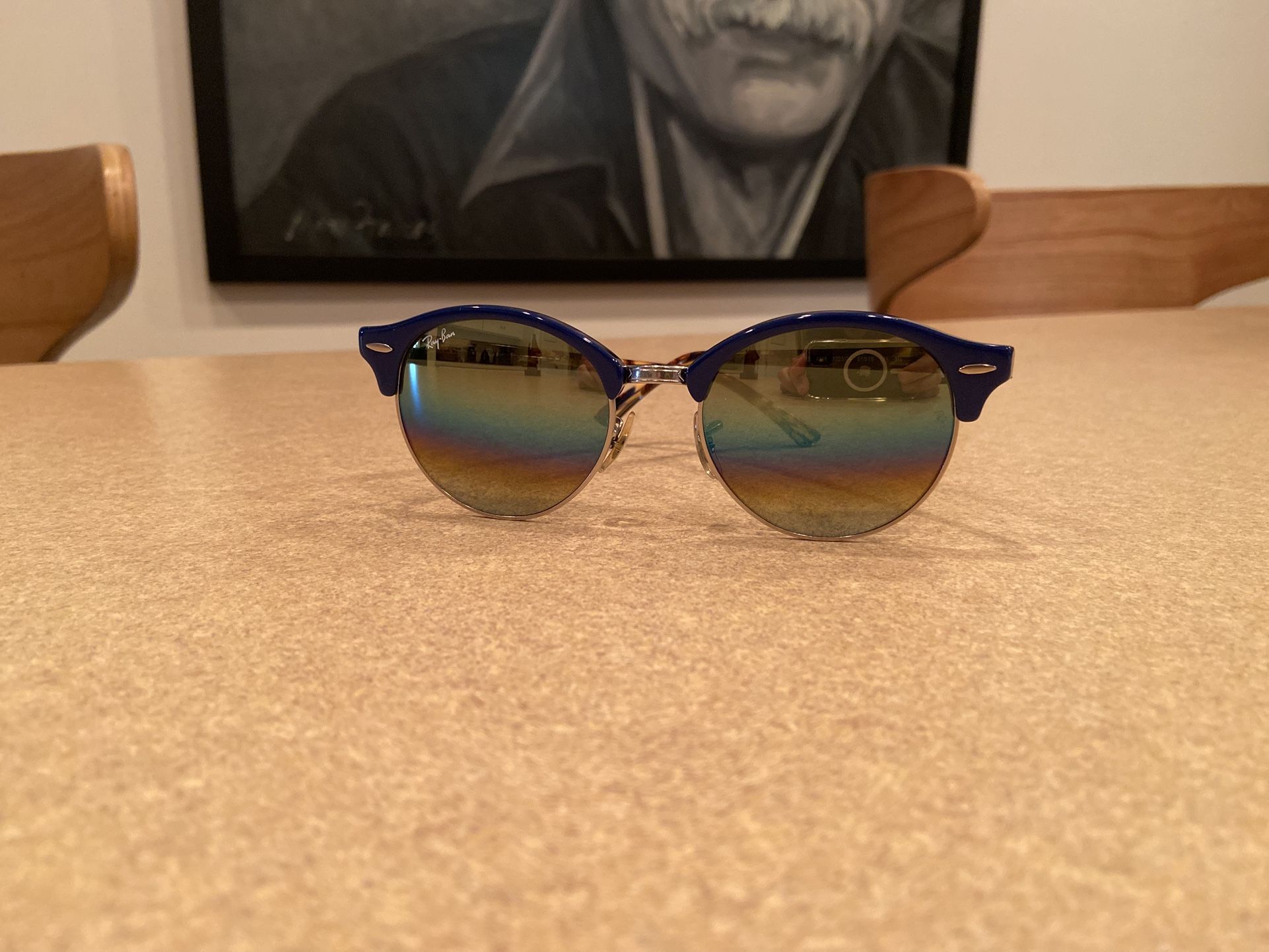 Women’s Ray ban Clubmasters Blue Flash Lenses W Case