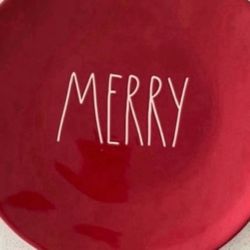 NEW RAE DUNN MERRY RED DINNER PLATE 