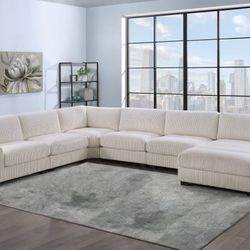 Extra Large Ivory White Cream Beige Or Grey Gray Fog Sectional With Chaise And Free Ottoman 