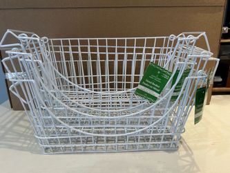 Set of 4 Ashland White Metal Storage Baskets – New with Tags