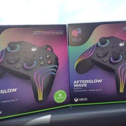 2 New XBOX Controllers AFTERGLOW WAVE Black