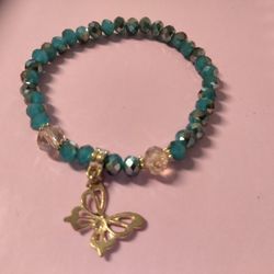 Teal Butterfly Charm Bracelet 