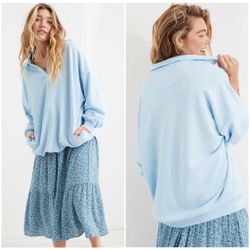 Aerie Oversized Happy Henley Everyday Polo Sweatshirt