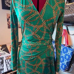 C Wonder Green Wrap Dress Size Small