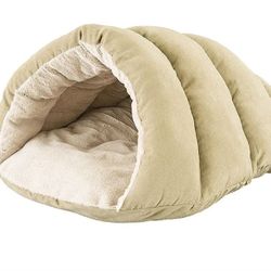 Ethical Pet Sleep Zone Cuddle Cave Tan 22 inch  Plush Faux Suede Pet Bed