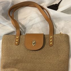 Eric Javits Tan Woven Tote Bag