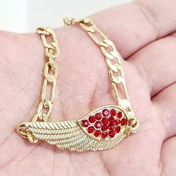 14k Gold Plated Red Zircon Bracelet New 