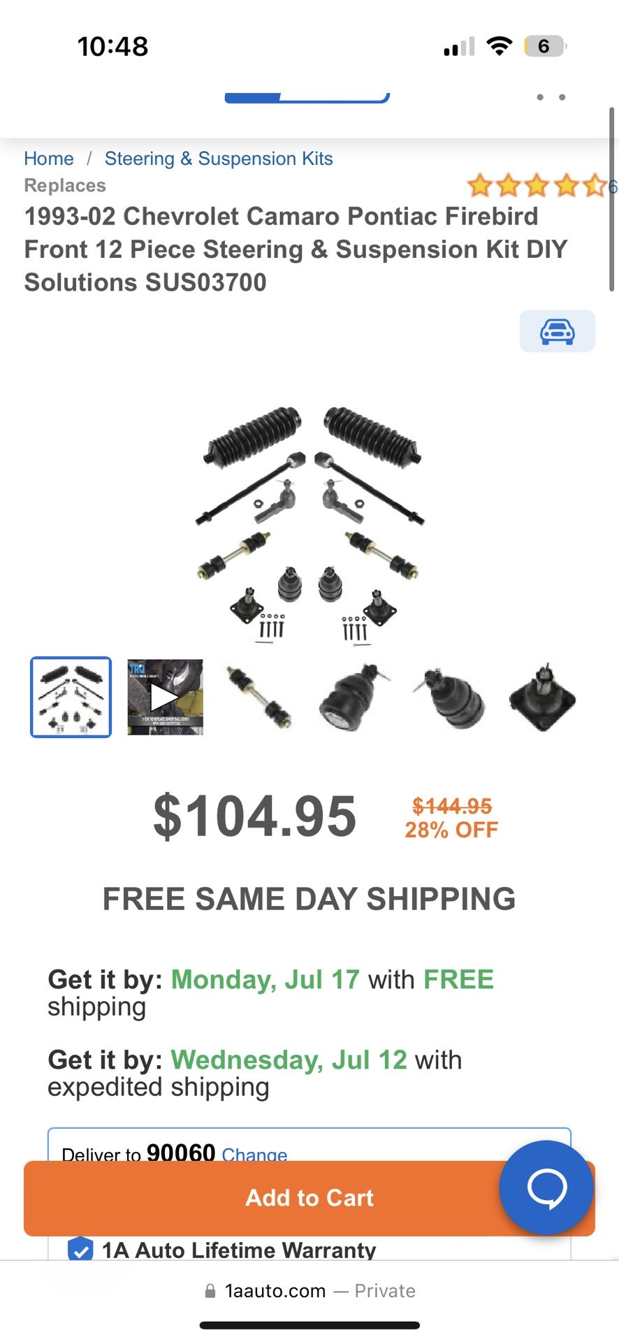 93-02 Camaro Front Suspension/steering Kit