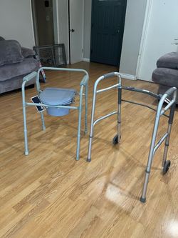 Medical portable adult toilet and walker