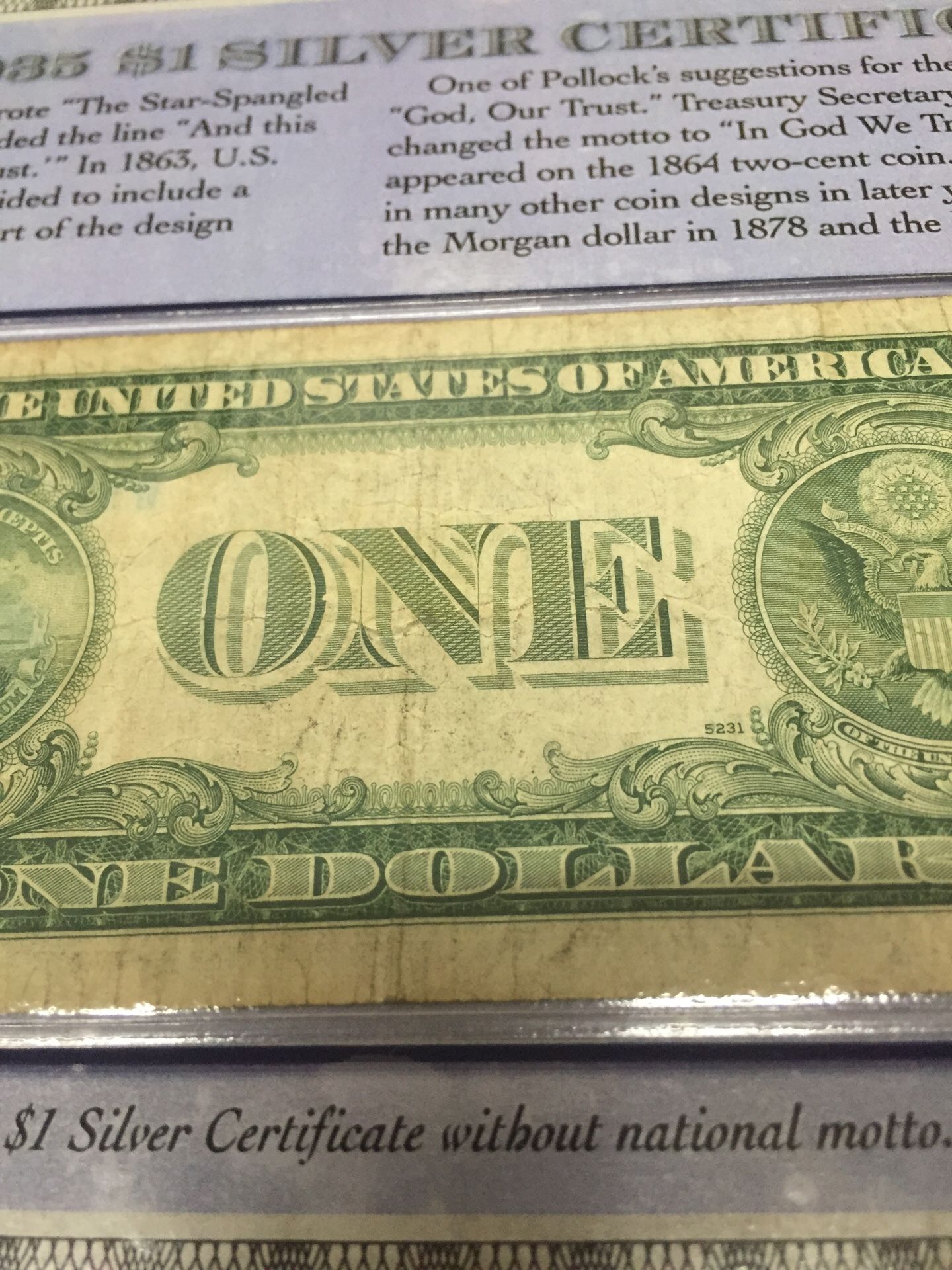 Series of 1935 $1 Silver Certificates with & without motto on the back