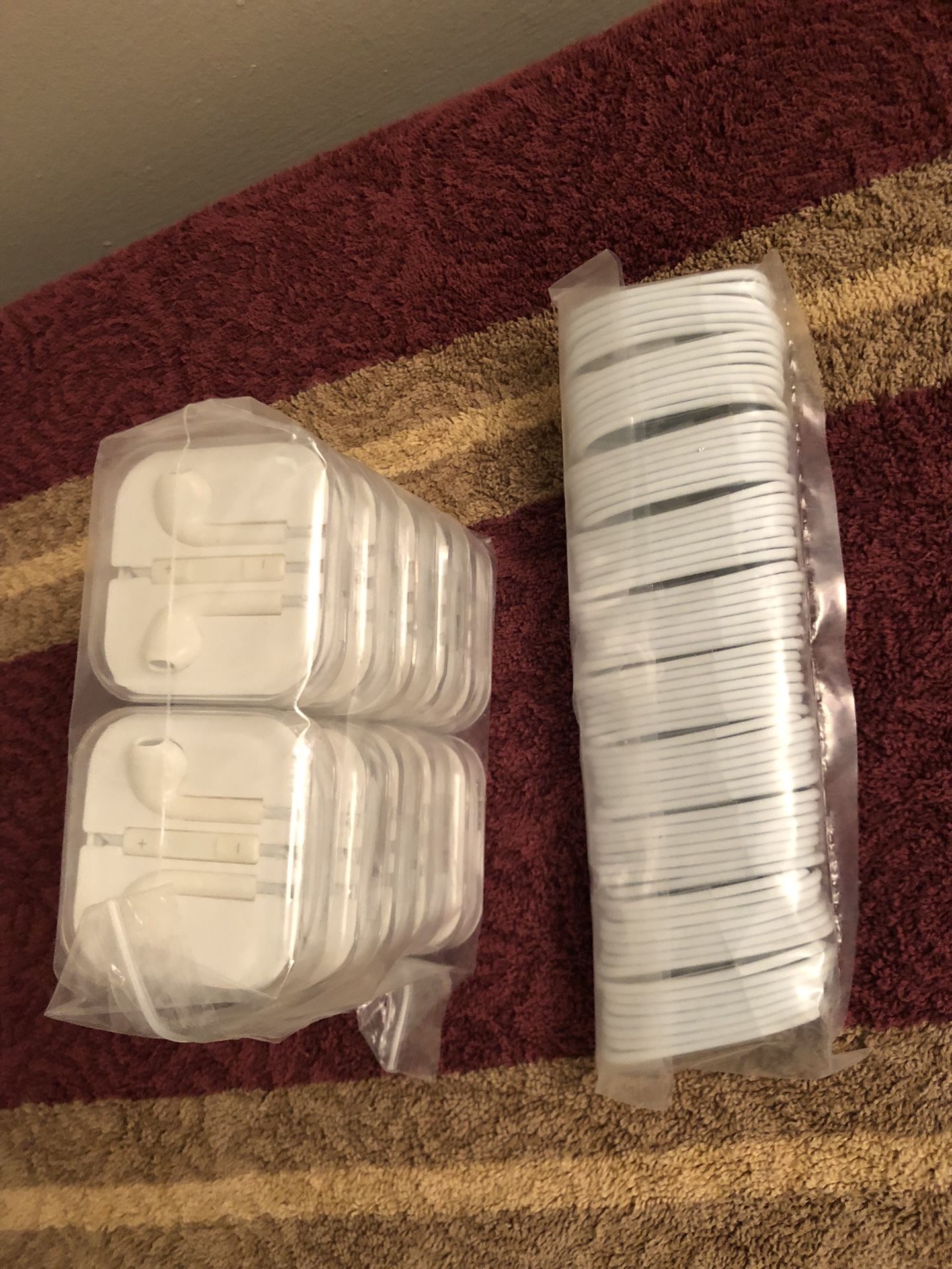 Bundle Of Earbuds & Lightning USB Cables for iPhones