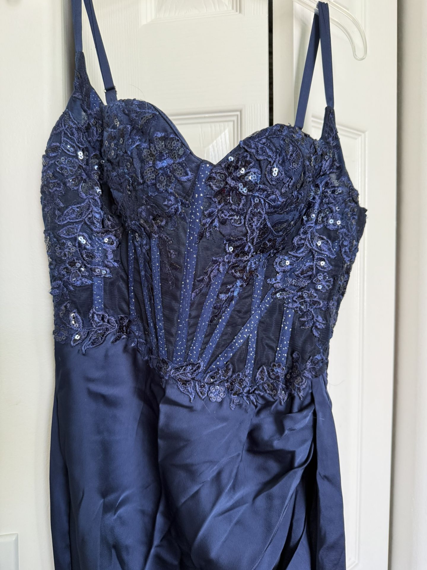 New Satin / Lace Formal Party/ Prom Dress Navy Blue 