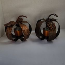 Fall Pumpkin Candle Holders ( Set of 2)