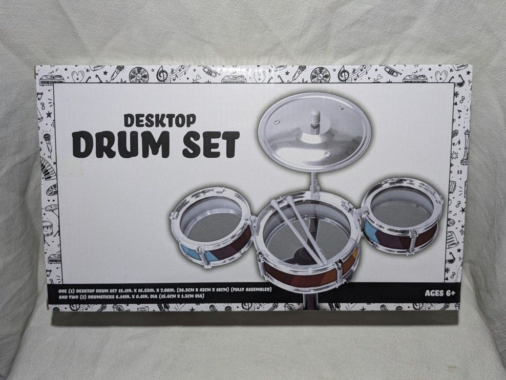 NEW Desktop Drum Set - Musical Instrument - Fully Assembled with Drumsticks