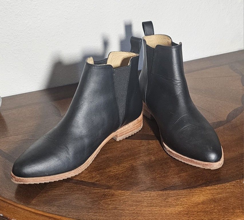 Nisolo Black Leather Ankle Boots Sz 9 New 1-1/8" heel $228 value!