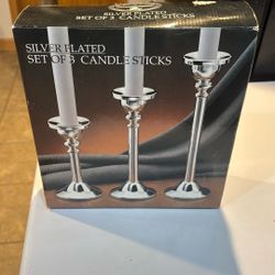Paul Revere Silversmith , Silver Plated Set Of 3 Candle Sticks