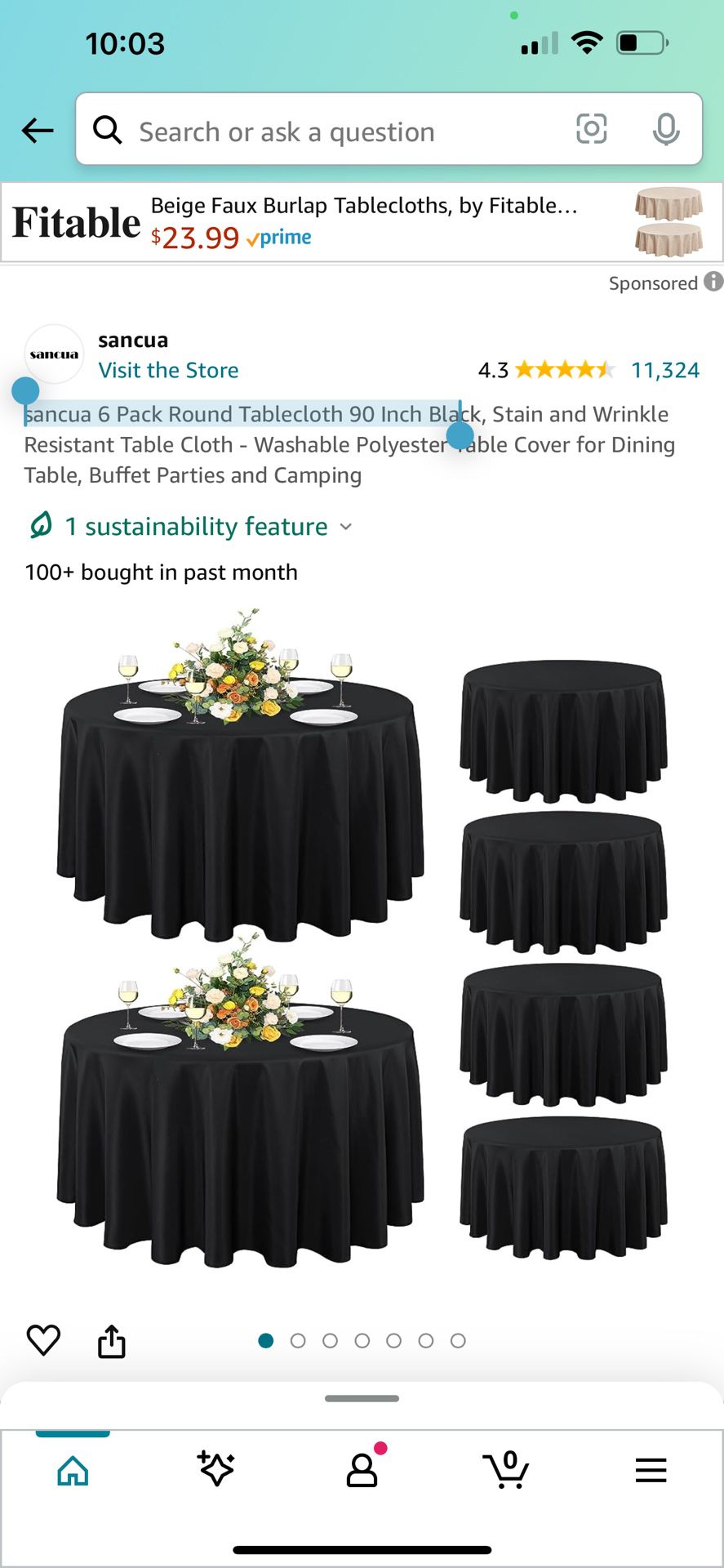 6 Pack Round Tablecloth 