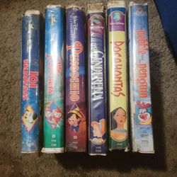 6 Disney VCR tapes for kids.