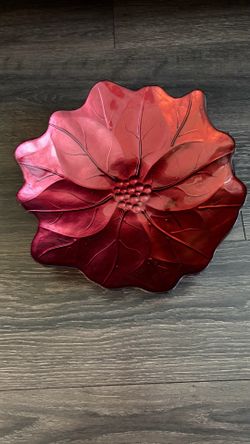 Princess House Holiday Red Poinsettia Dinner Plate