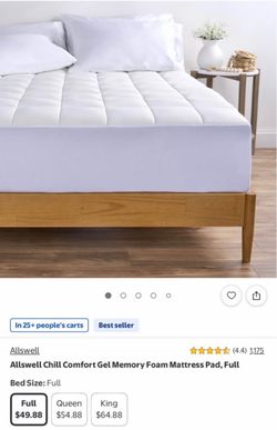 Allswell Chill Comfort Gel Memory Foam Mattress Pad, Full