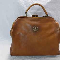 Pratesi Firenze Hand Bag Tote Satchel Frame Bag - Cognac