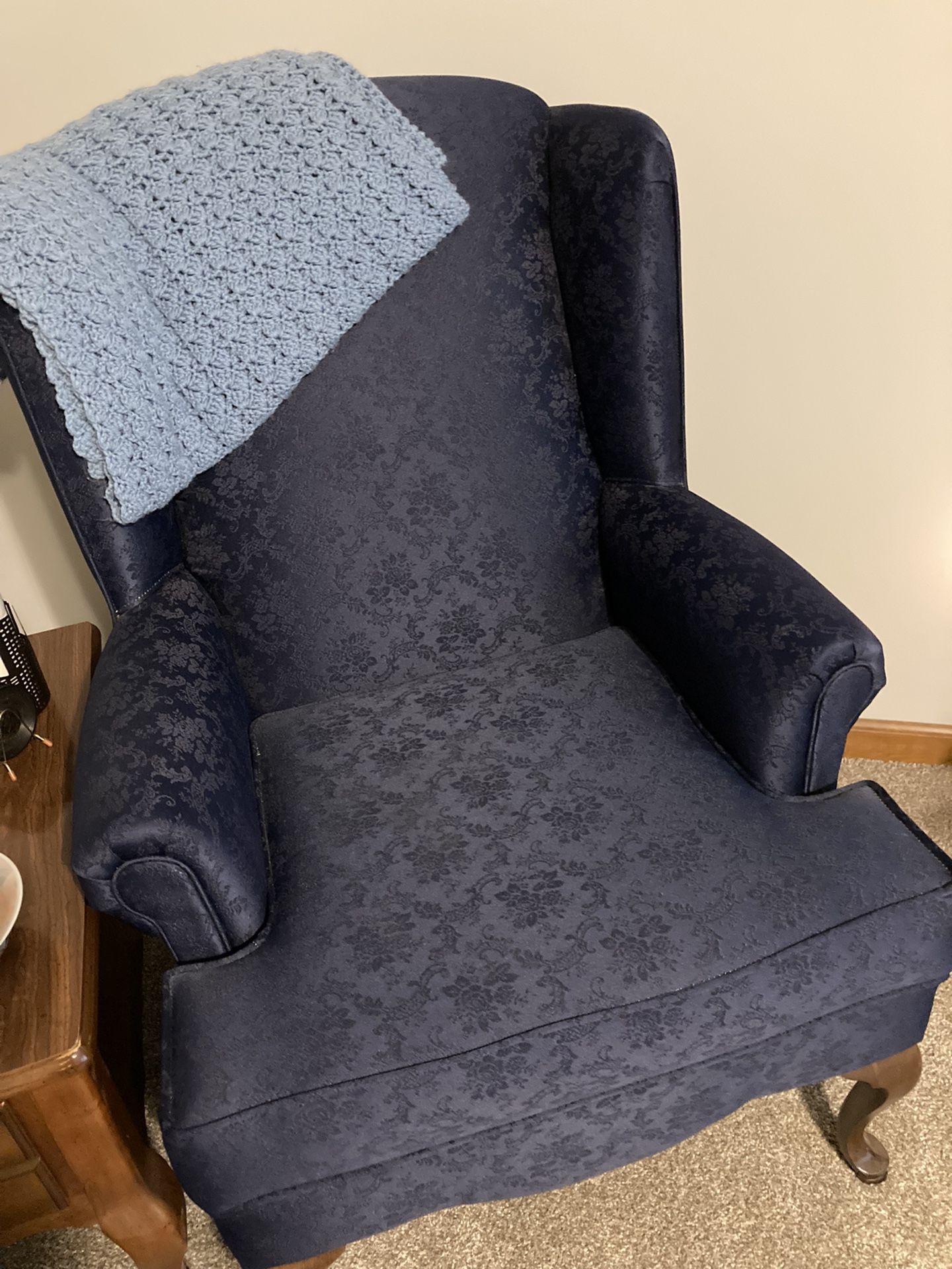 Blue  Wingback Chair 