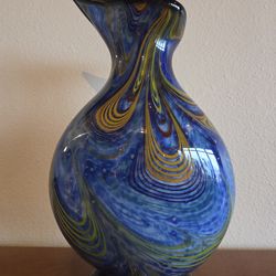 Beautiful blue yellow Murano style vase