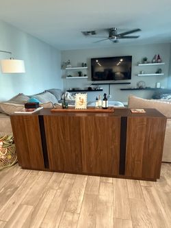 Dark walnut console cabinet/sideboard