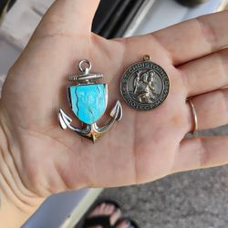 antique sant Christopher pendant and charm