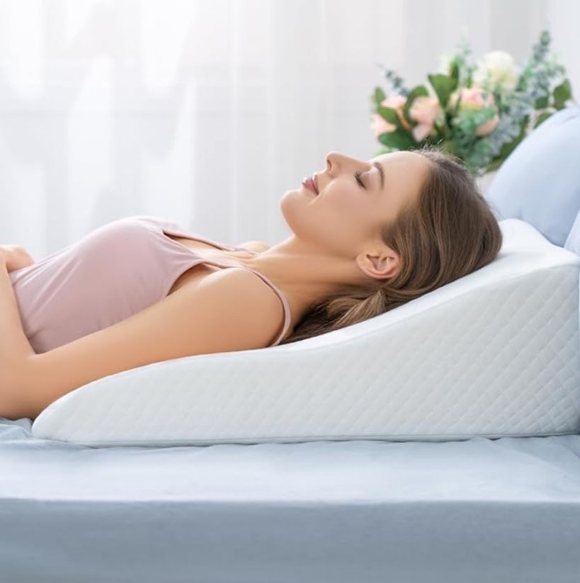 AngQi Wedge Pillows for Sleeping, Incline Pillow, Bed Wedge Pillow for Anti Snore, Acid Reflux Elevated Pillow