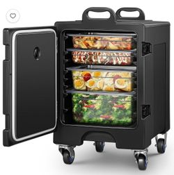 82Qt LLDPE Insulated Food Pan Carrier, Catering Hot Box Food Warmer w/Wheels, Stackable Design, Handles, Front Loading Food Warmer for Restaurant Cant