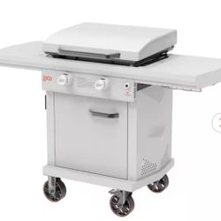 LOCO Series Il 26 in. 2-Burner Digital Propane SmartTemp Flat Top Grill / Griddle in Chalk Finish with Enclosed Cart and Hood