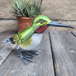 Life Size, Hand Painted Realistic Metal HUMMINGBIRD Statue