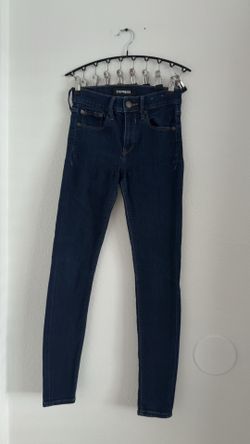 Express dark wash high waist skinny jeans