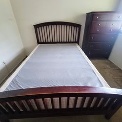 Full Bed Frame, Box Springs, And Dresser Chest