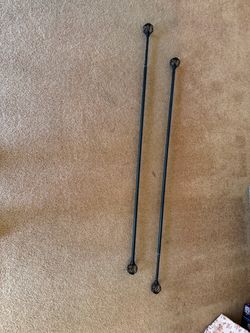 Black Metal Curtain Rods with Cage Finials – Set of 2