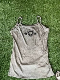 Chrome Heart Grey Ribbed Strap Tank Top Women’s Fitted Top Size Medium