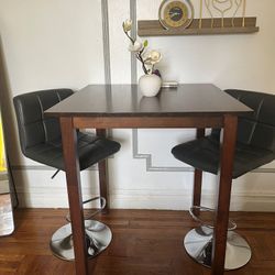 Pub Table With Two Stool Chairs