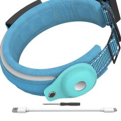 Dog Collar Airtag Dog Airtag Collar Dog LED Glow Collar,Light Up Collar,Reflective Dog Collar for Dogs,Dog Lights for Night Walking Pet Collar for Sma