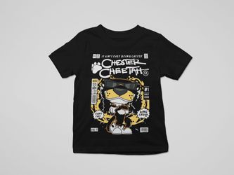 Chester Cheetah Graphic T-Shirt Black XS-XL