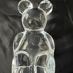 ORREFORS  Clear Crystal Glass Teddy Bear Paperweight Sweden