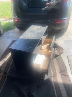 Black Wood TV Stand with Open Shelves