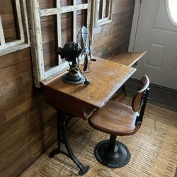 Cute kids antique School Desk Cute Display For Front Porch With Plants 