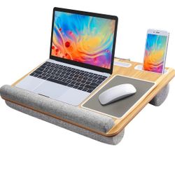 Lap Desk - Fits up to 17 inches Laptop Desk, Built in Mouse Pad & Wrist Pad for Notebook, Laptop, Tablet, Lap Stand with Tablet, Pen & Phone Holder (W